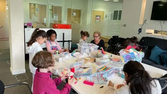 Group of children crafting